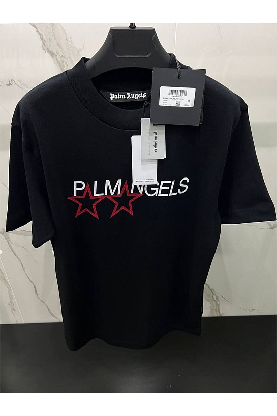 Чёрная оверсайз футболка Palm Angels Racing Stars