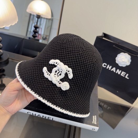 Чёрная вязаная панама Chanel premium   