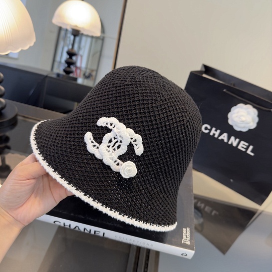 Чёрная вязаная панама Chanel premium