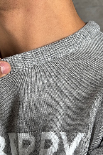 Мужской джемпер Burberry logo-intarsia - Grey   