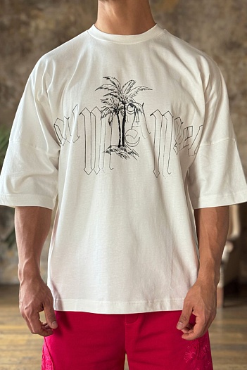 Белая оверсайз футболка Palm Angels logo print   