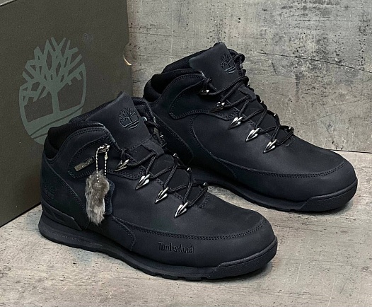 Мужские ботинки с мехом Timberland Euro Rock Hiker - Black   
