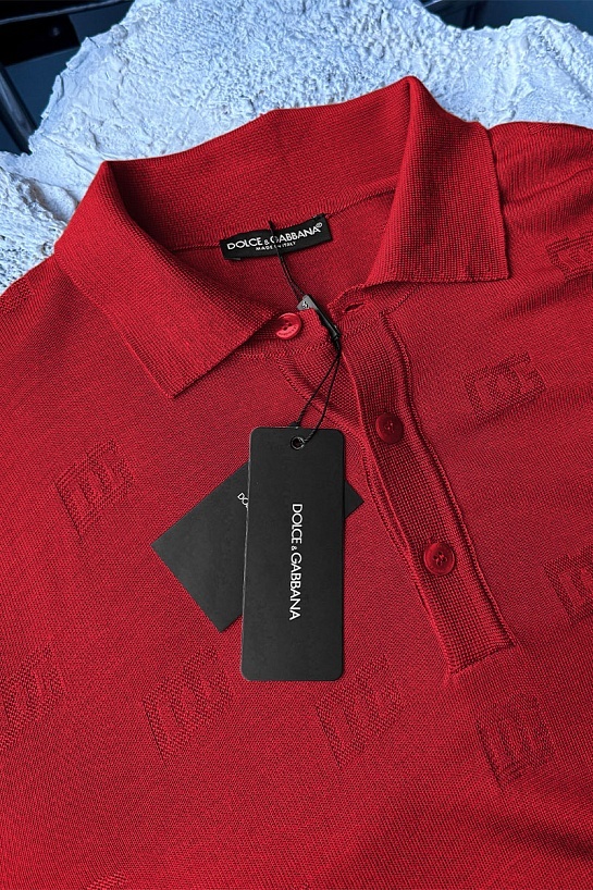 Мужское поло Dolce & Gabbana monogram all-over - Red