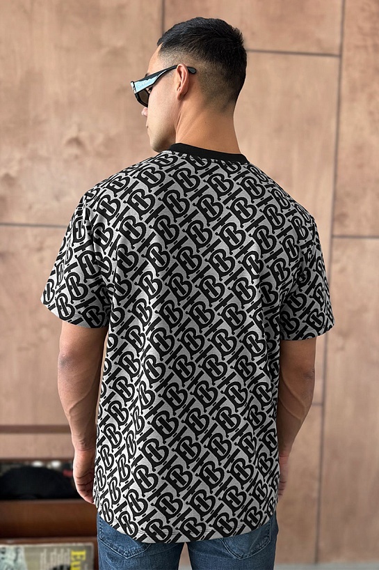 Мужская оверсайз футболка Burberry monogram-pattern - Grey