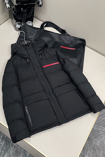 Мужской пуховик Prada Linea Rossa - Black   