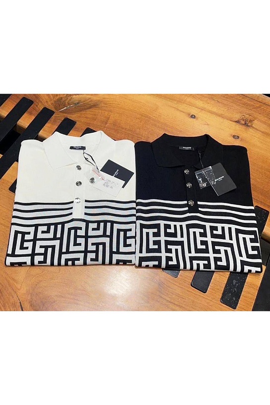 Вязанное поло Balmain monogram-pattern