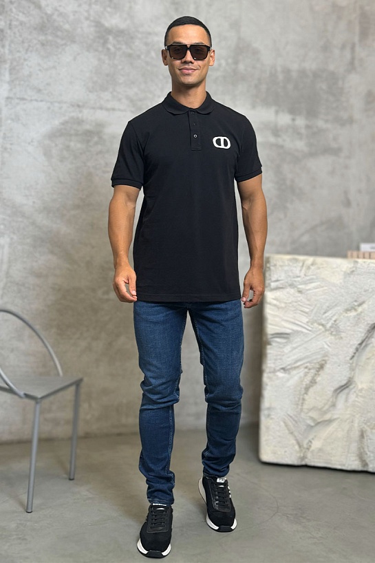 Классическое чёрное поло Dior CD Icon