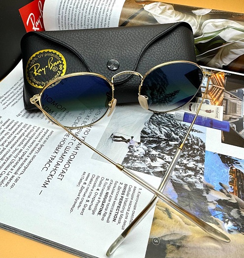 Солнцезащитные очки Ray-Ban Round Metal - Blue / Gold   
