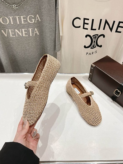 Женские плетёные балетки ALaia Premium - Beige   