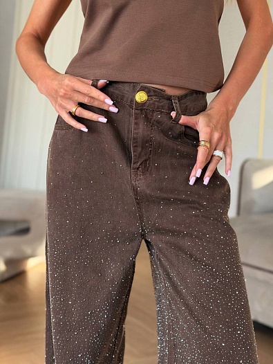 Женские джинсы со стразами Schiaparelli premium   