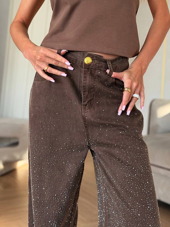Женские джинсы со стразами Schiaparelli premium