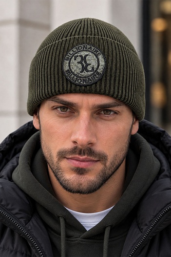 Тёмно-зелёная шапка Billionaire logo-patch   