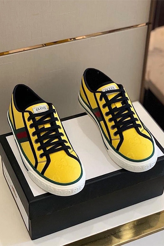 Мужские желтые кроссовки Gucci GG Monogram