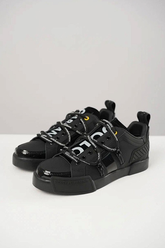 Черные кожаные кроссовки Dolce & Gabbana