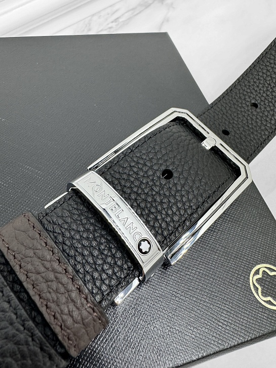 Двусторонний кожаный ремень Montblanc Premium (ширина 3.5 см)