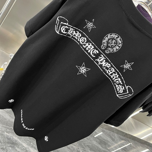 Чёрная оверсайз футболка Chrome Hearts Premium   