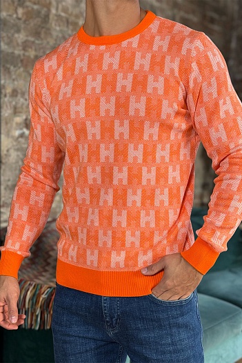 Мужская кофта Hermes оранжевого цвета   