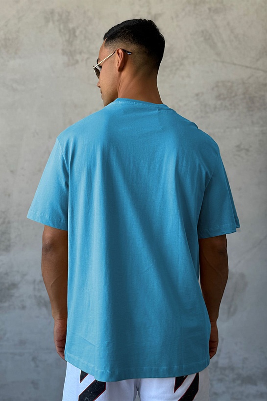 Синяя оверсайз футболка Givenchy college logo-embroidered