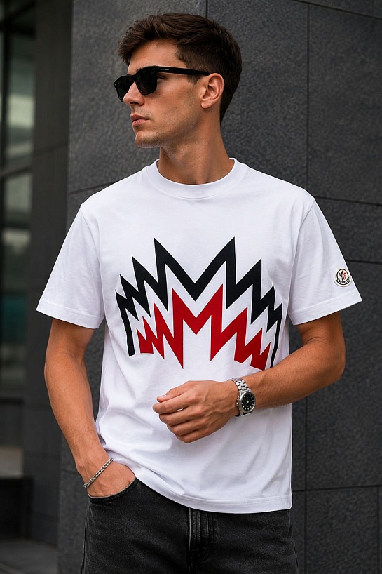 Мужская белая футболка Moncler Multi M Logo