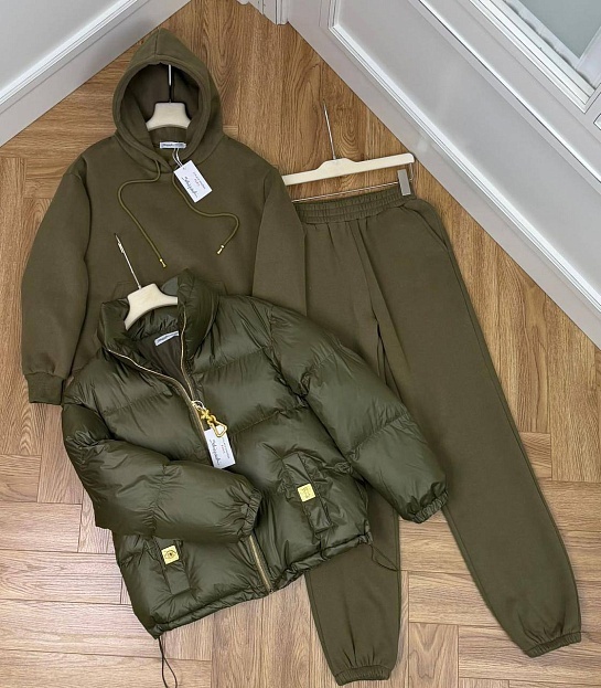 Женский костюм тройка на флисе Schiaparelli premium - Green