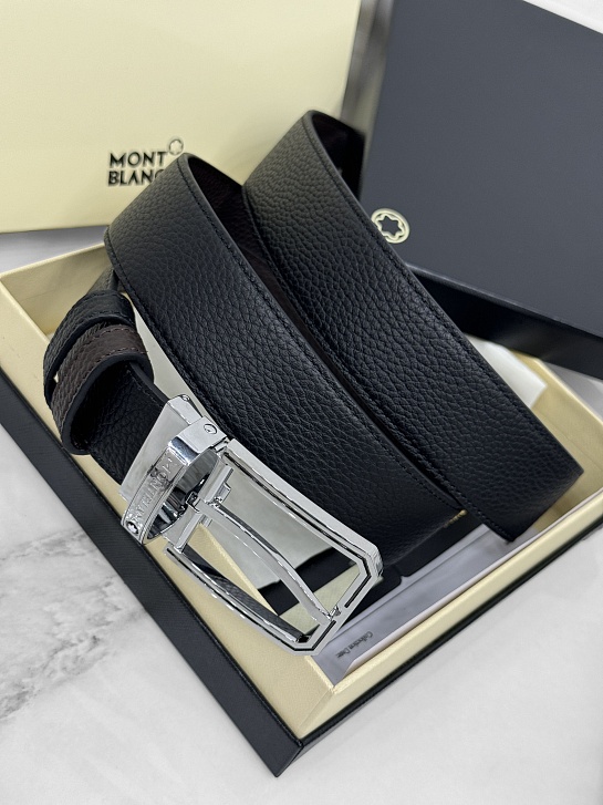 Двусторонний кожаный ремень Montblanc Premium (ширина 3.5 см)
