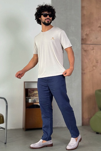 Мужская серая футболка Loro Piana logo-embroidered   