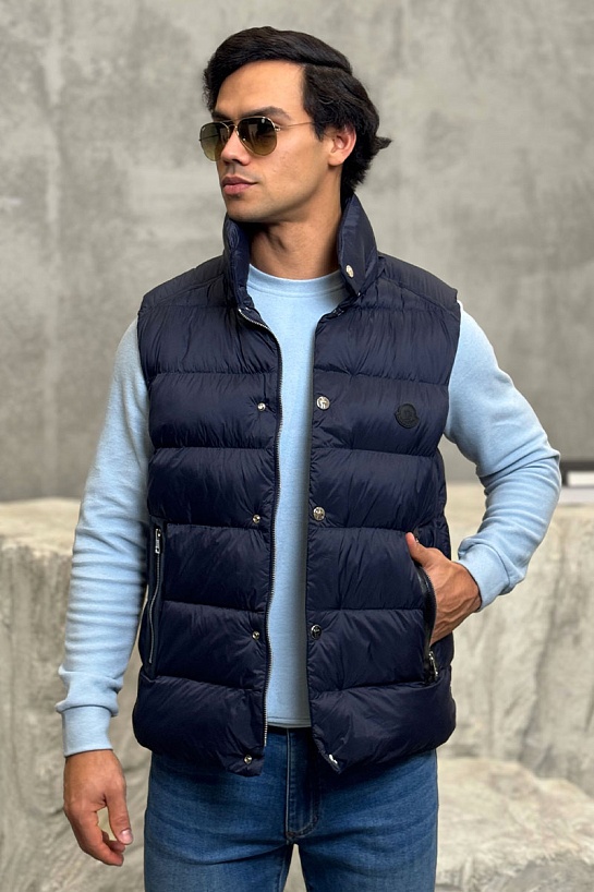 Тёмно-синий жилет Moncler Herniaire logo-patch