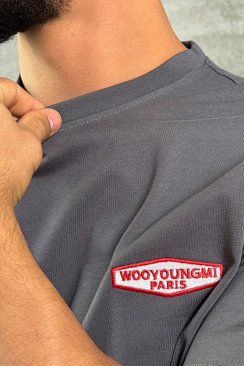 Серая оверсайз футболка Wooyoungmi logo patch   