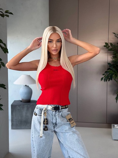 Женская красная майка MIU MIU premium   