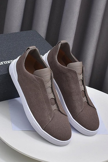 Тёмно-бежевые кроссовки Ermenegildo Zegna Triple Stitch Canvas   
