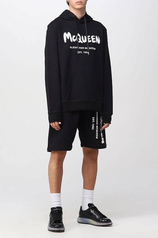 Чёрное худи Alexander McQueen graffiti logo-print