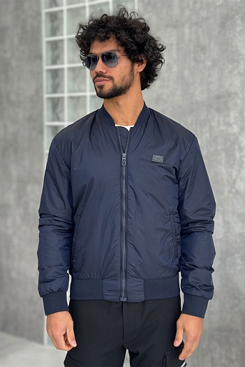 Мужской бомбер Dolce & Gabbana logo-plaque - Navy   