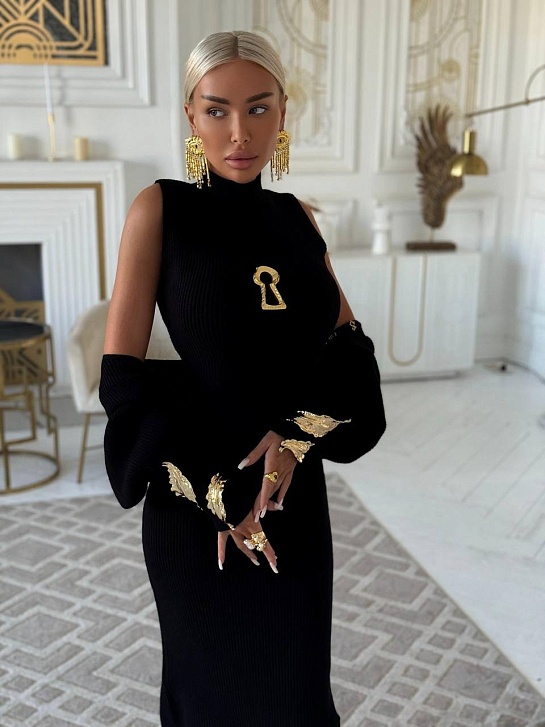 Женское трикотажное платье двойка Schiaparelli чёрного цвета