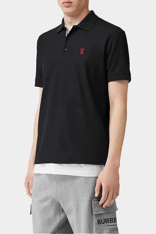 Мужское поло Burberry TB logo-embroidered - Black