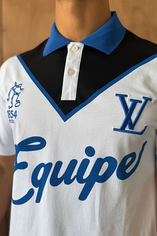Мужское поло Louis Vuitton Launch The Equipe - White / Blue