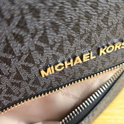 Кожаный чёрный рюкзак Michael Kors 32x27 см   
