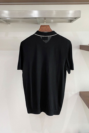 Вязаное поло чёрного цвета Kiton premium   