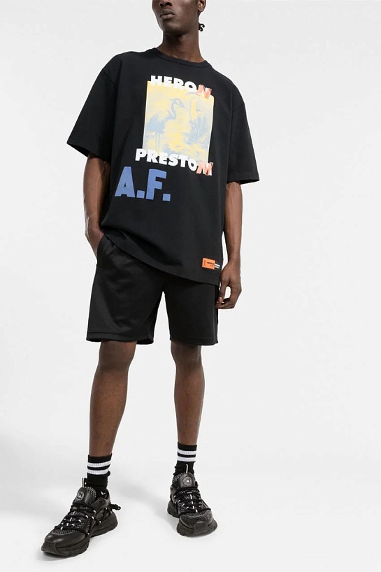 Чёрная оверсайз футболка Heron Preston A.F. Authorized