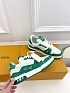 Женские кожаные кроссовки Louis Vuitton Trainer Monogram - White / Green