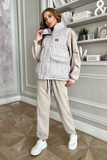 Бежевый женский костюм тройка MIU MIU   