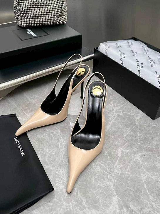 Женские кожаные туфли на каблуке Yves Saint Laurent premium