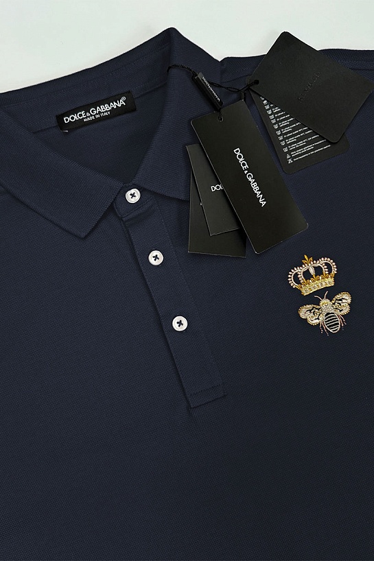 Классическое поло Dolce&Gabbana Bee & Crown - Navy