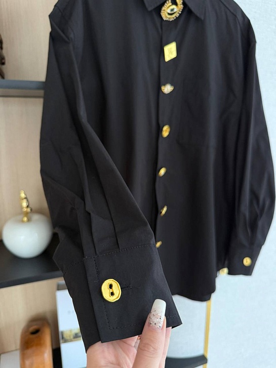 Женская хлопковая рубашка Schiaparelli Premium - Black