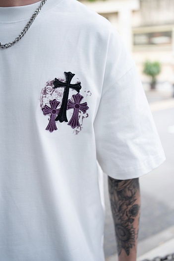 Белая оверсайз футболка Chrome Hearts Premium   