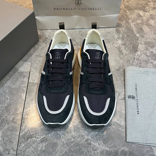 Мужские комбинированные кроссовки Brunello Cucinelli   