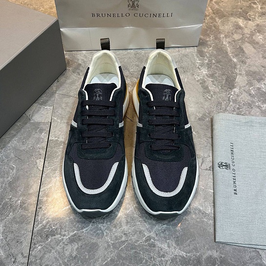 Мужские комбинированные кроссовки Brunello Cucinelli