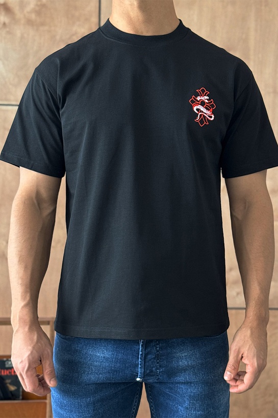 Чёрная оверсайз футболка Snake logo