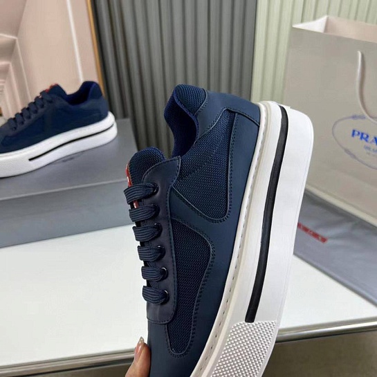Комбинированные кроссовки Prada logo-stripe - Navy