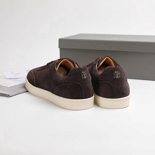 Замшевые кроссовки Brunello Cucinelli logo-print - Brown   