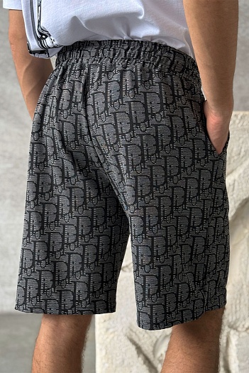 Мужские шорты Dior Oblique - Grey / Black   